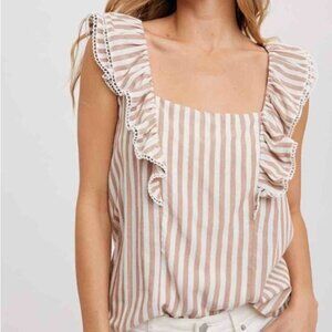 Boutique Tie Back Bow Striped Blouse